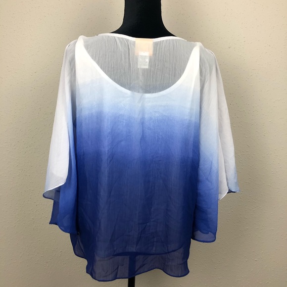 RUBY RD. BLUE OMBRÉ BOHO SHEER & BEADED NECKLINE - Picture 5 of 7